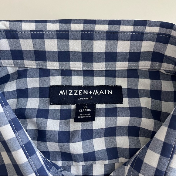 Mizzen + Main‎ Men’s Leeward Classic Blue Gingham Long Sleeve Button Down XL - Picture 4 of 6
